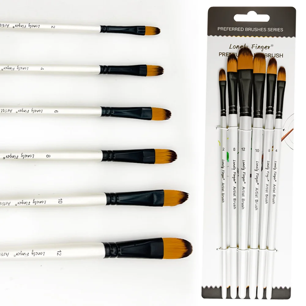 

6pcs Filbert Paint Brushes Set,Artist Brush for Acrylic Oil Watercolor Gouache Artist Professional Painting Kits with Synthetic