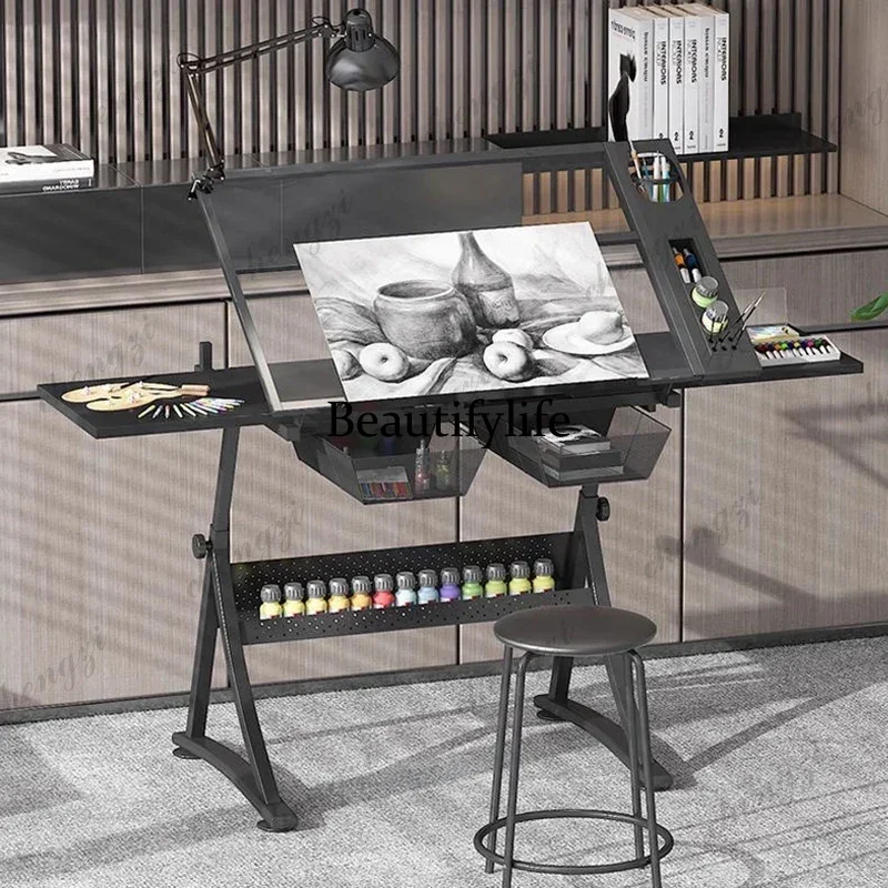 M138 Nordic Art Drawing Table Liftable Art Drafting Designer Desk Workbench Commercial Furniture Escritorios