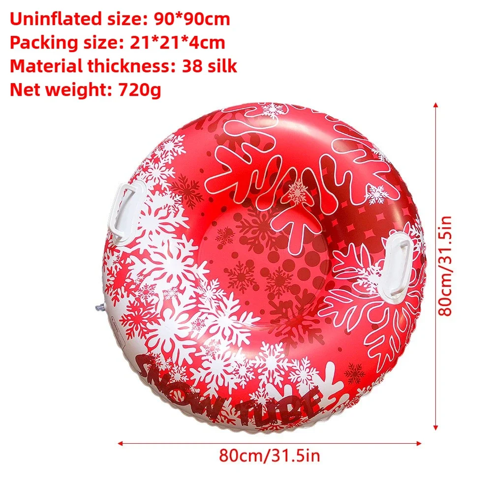 1Pcs 90×90cm Ski Ring Thicken PVC Inflatable Sledding Tube Kids Winter Snow Tube with Handle Snow Racer Durable Snow Sled Board