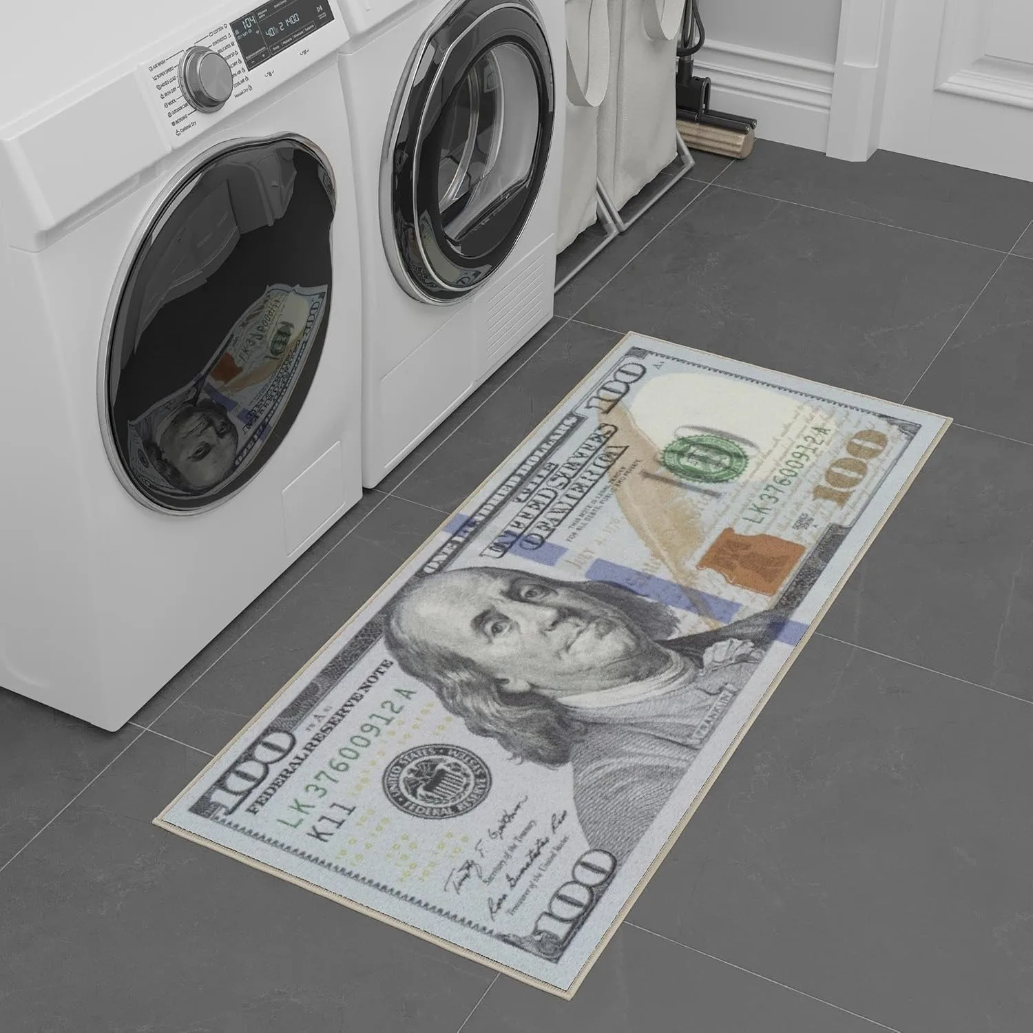 1pcs  100 Bill USA Money Throw Accent Area Rug Large Floor Carpets Mat Non Slip Washable Runner Carpet for Entryway Hallway Laundry Bathroom Kitchen Bedroom Living Room - view 2