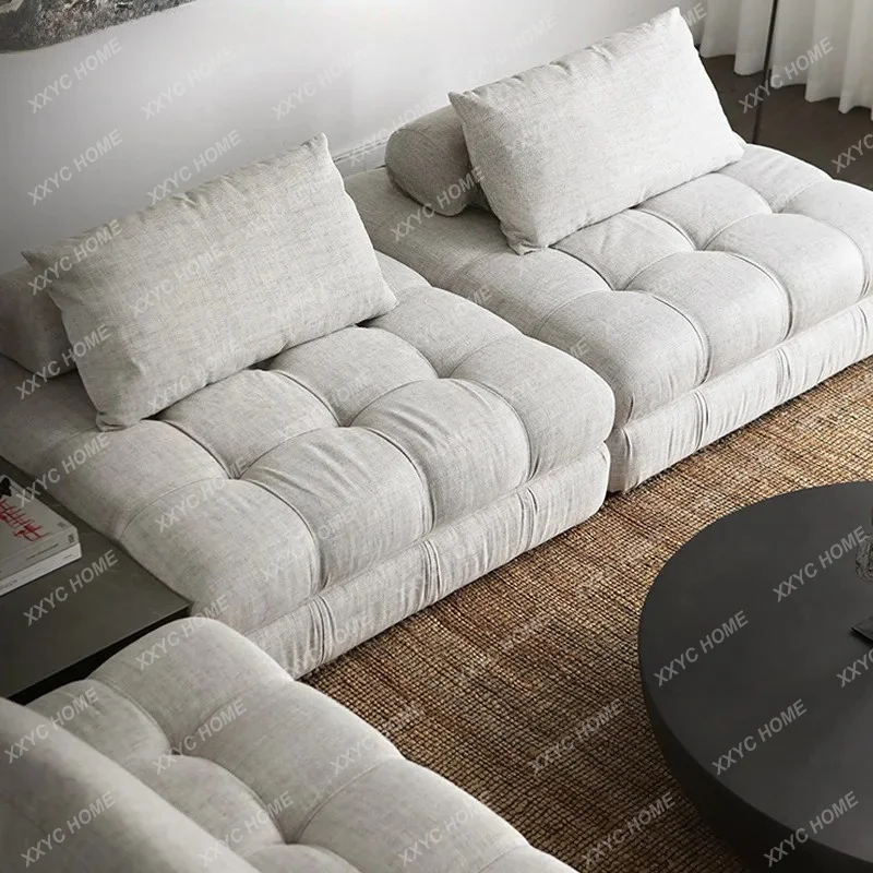 

L retro wabi-sabi style combination fabric sofa cream large sofa