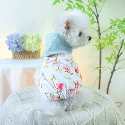 1 pz abbigliamento per animali domestici cane estate cappello blu fodera per fiori spezzata cappotto traspirante adatto per cani di piccola e media taglia