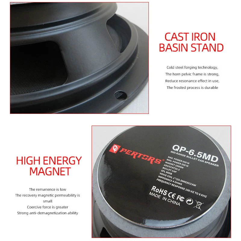 4 بوصة/5 بوصة/6.5 بوصة ستيريو السيارة منتصف المدى مكبر الصوت مكبر صوت للسيارة 400 واط/500 واط/650 واط منتصف باس مناسبة لتعديل صوت السيارة #5