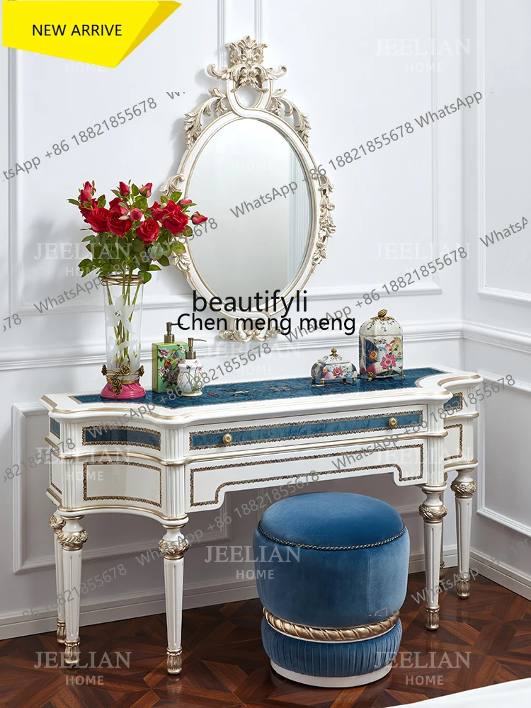 

zz185French Luxury Solid Wood Veneer Shell Mosaic Bedroom Dresser European Style Makeup Table