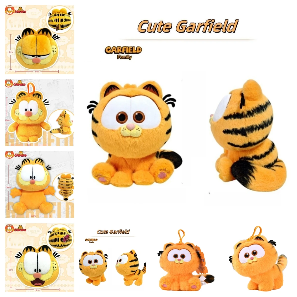 8 Styles GARFIELD Original Cute Plush Toy Soft Cat Stuffed Doll Cartoon Plushie Keychain Pendant for Boys Girls Birthday Gift