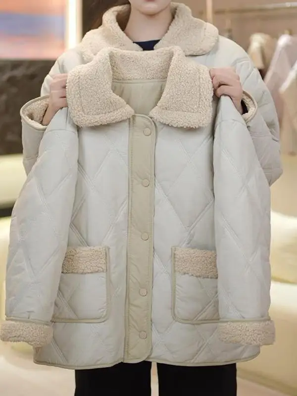 

Зимнее теплое хлопковое пальто на подкладке для девочек на подкладке с отложным воротником, длинное свековое пальто на одной пуговице, чистый цвет