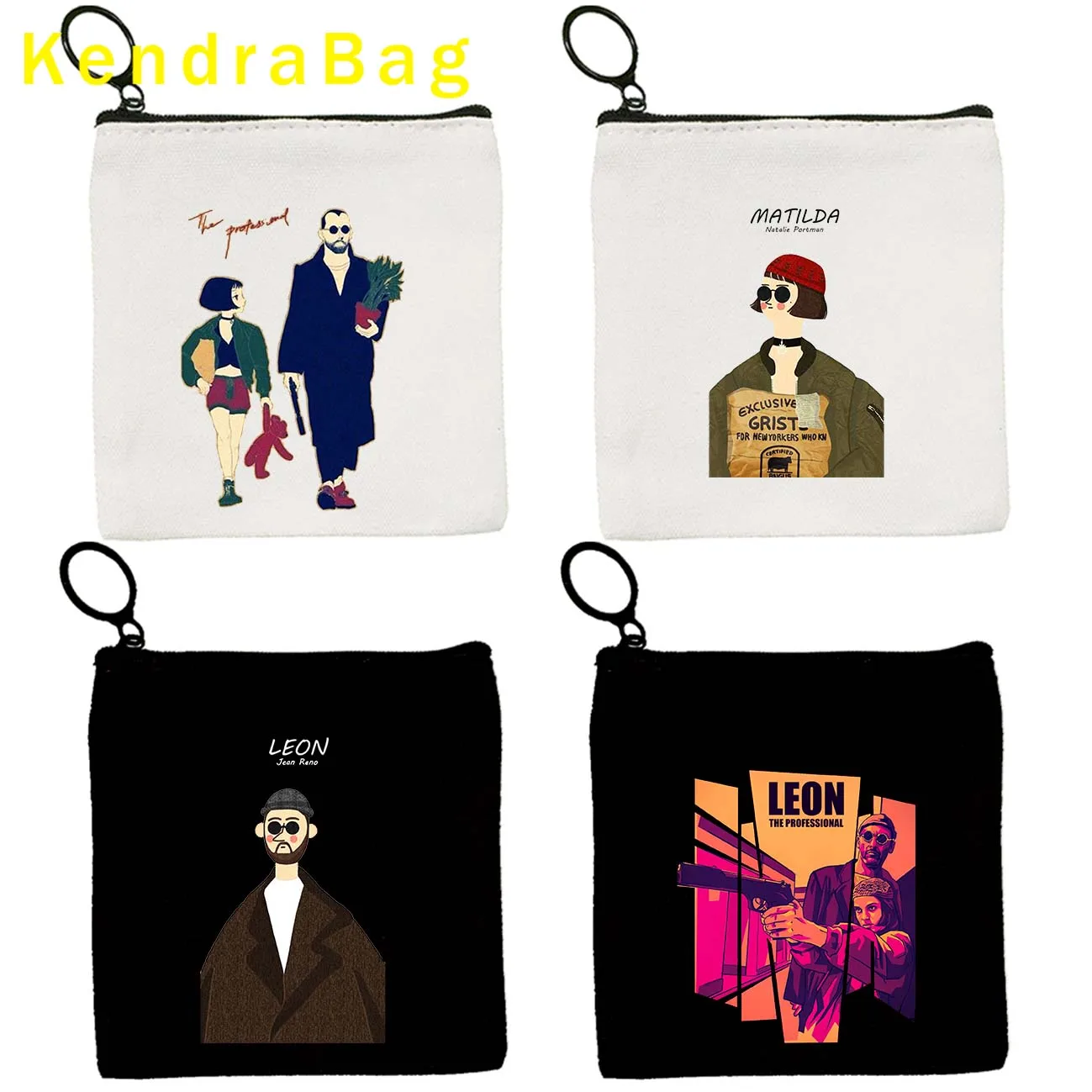 Retro Vintage Movie Fashion Leon Mathilda The Professional Girl, pintura al óleo de dibujos animados, monedero, bolsa, BILLETERA, regalo con cremallera