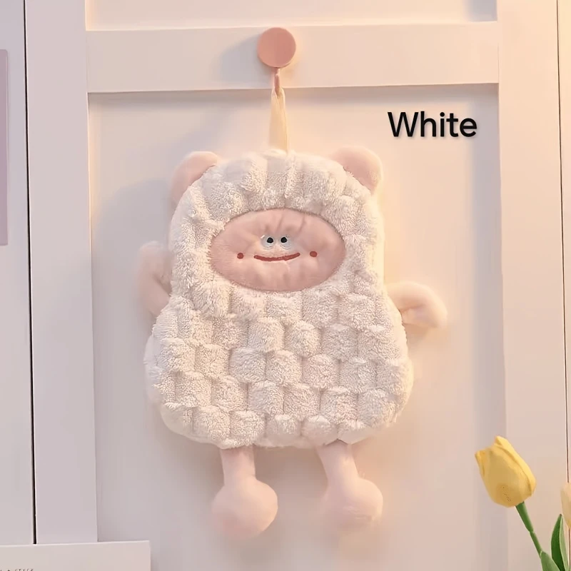 Cartoon lamb kitchen hanging hand towel, absorbent, quick drying, thick coral fleece, soft and cute towel