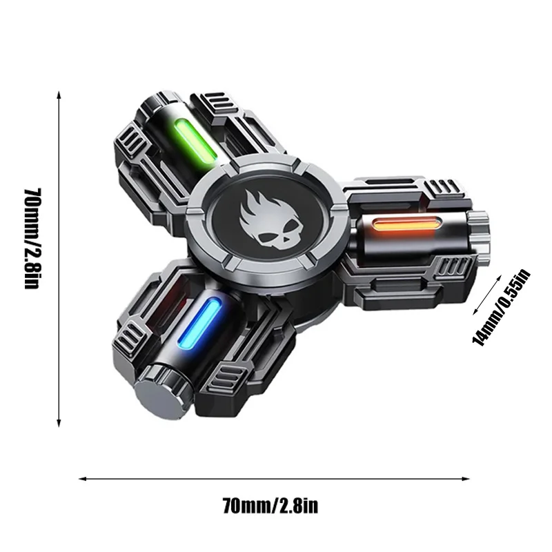 フィジェットトイ メタルハンドスピナー デスク EDC 発光ジャイロスコープ ストレス ADHD リリーフ 大人用 - オリエンテッドフィジェットトイ