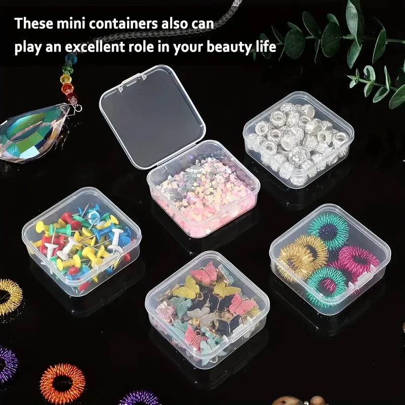 100-Pack Clear Plastic Storage Boxes with Hinged Lids Durable Stackable Organizer for Jewelry Art Craft Supplies
