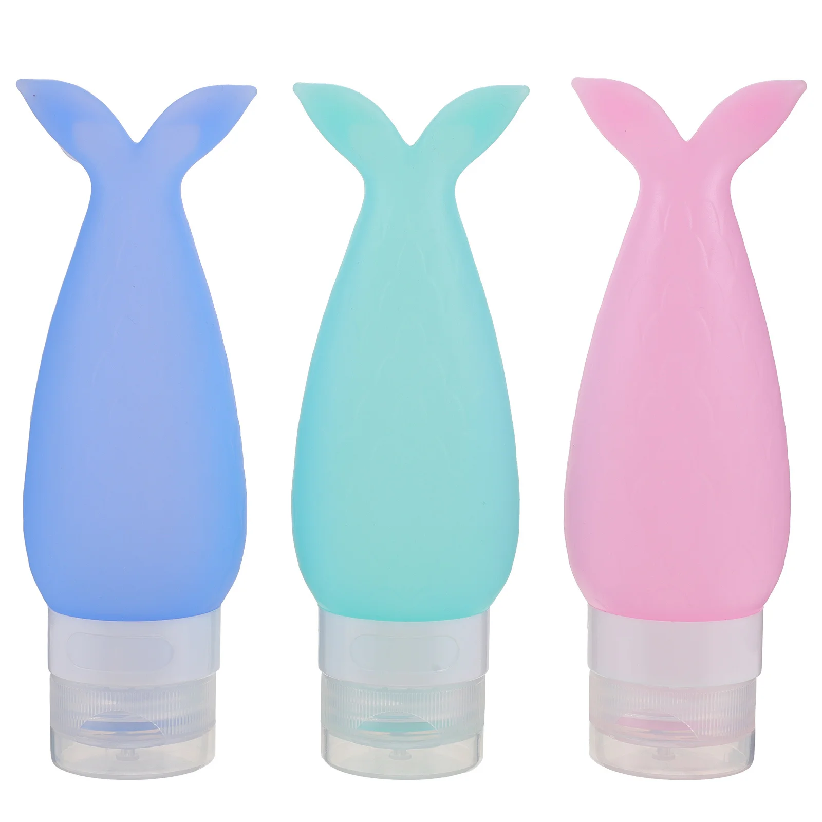 3Pcs Silicone Emulsion Bottles 90Ml Fishtail Design Refillable Lotion Containers Portable Travel Toiletry Bottles for Makeup