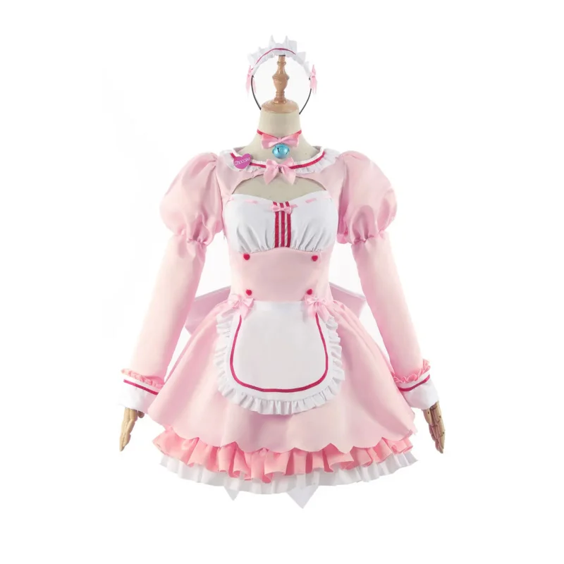 Netelesena Vanilla Anime Cosplay Perruque Costume pour Bol, Maid Lolita fur s, Blue Py Play Outfits, Halloween Party Show