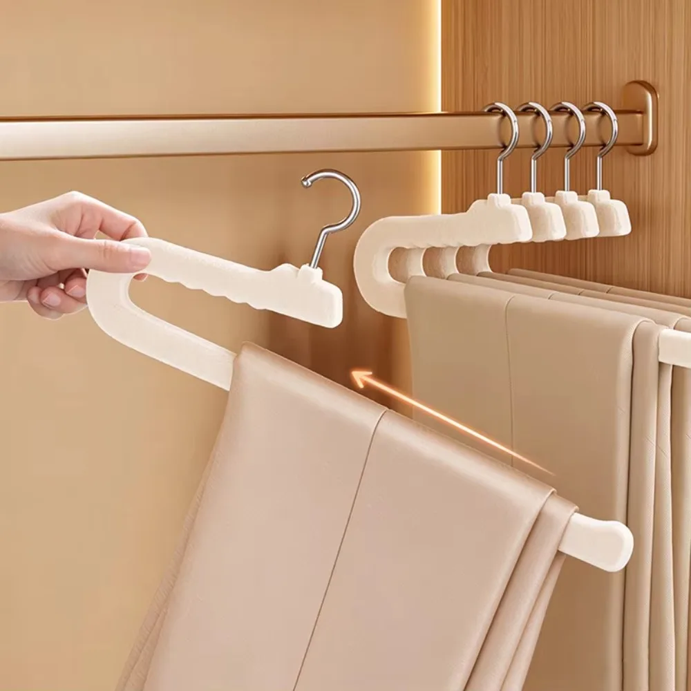 10pcs Trousers Hanger Anti-Scratch Non-Slip Flocked Z-Shape Pants Hanger Trousers Hanging Rack Velvet Pant Storage Home Hangers