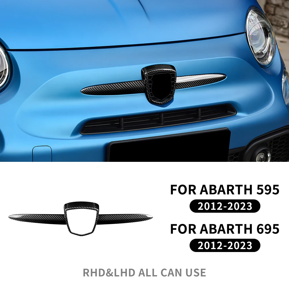 Real Hard Carbon Fiber For Abarth 595 695 2012 -2015 2016 2017 2018 2019 2020 2021 2022 2023 Rear Front Badge Whiskers Logo Trim