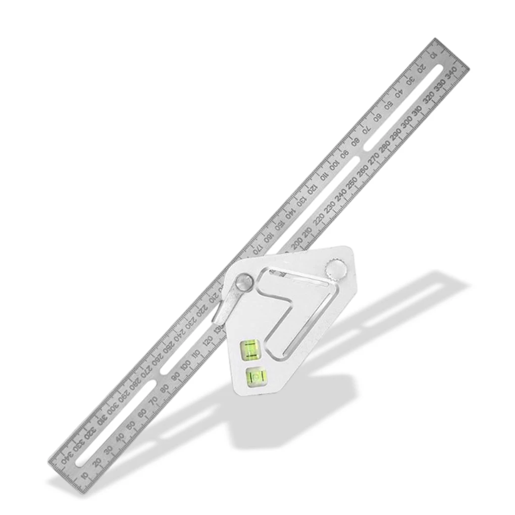 ไม้วัดมุมแบบอะลูมินัมอัลลอยไม้โปรแทรกเตอร์แบบมืออาชีพมาตรวัดไม้ช่างไม้