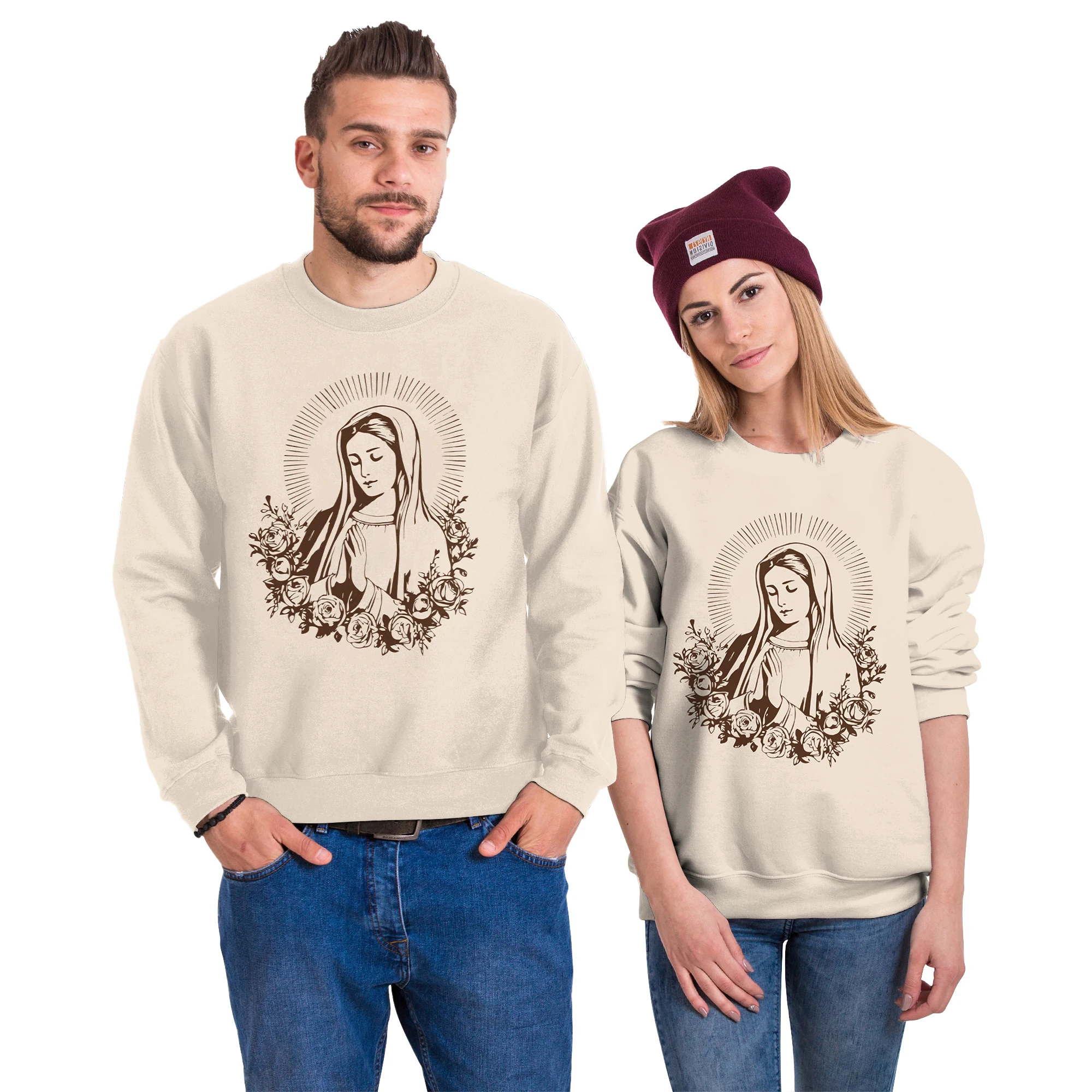 Virgin Mary Mother of God Guadalupe Graphic 3D Printing Female Couple Christian Women Casual Streetwear Crewneck Sweatshirts Top