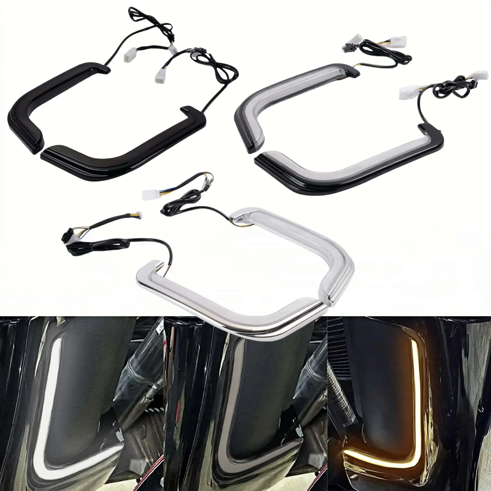 A Pair of Motorcycle Yellow+White Two-Color Turn Signal Lights Daytime Running Lights Suitable for Harley CVO Street Glide 96-13