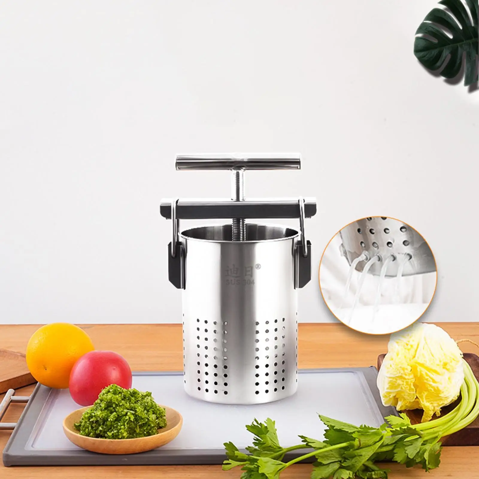 

Stuffing Juicer Stainless Basket Rust Resistant Manual T-handle Professional Dehydrater for Cider Kitchen Grape Household