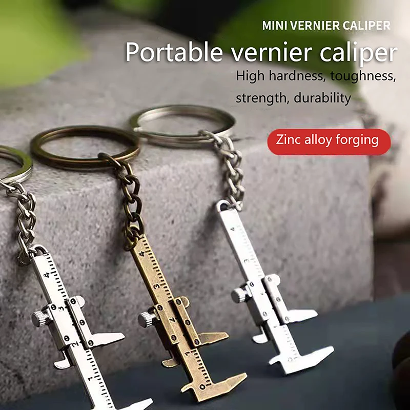 Mini Folding Magnifying Glass Vernier Caliper Portable Keychain Measuring Tools Small Reading Aid Fashion Car Key Accessories