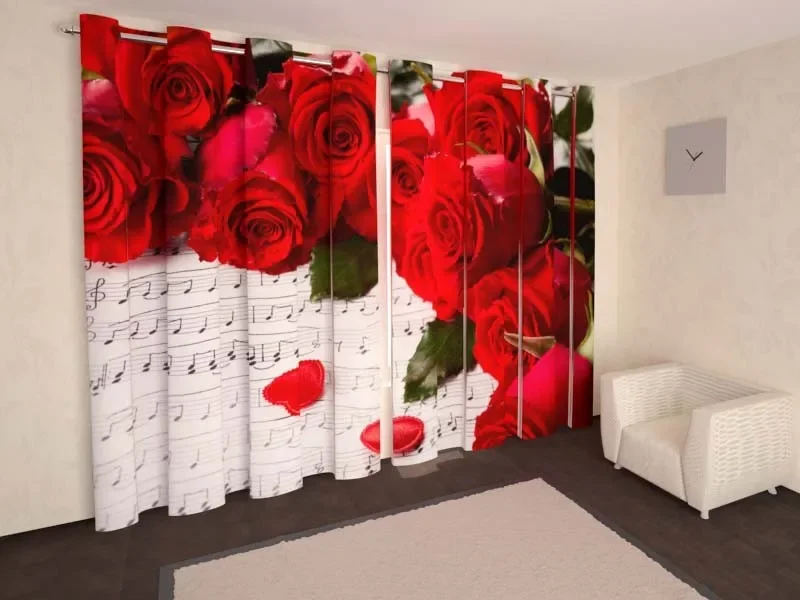 Bouquet Red Floral Poppy and Roce Flower Drape Thin Window Curtains for Living Room Bedroom Home Decor Free Shippig 2 Pieces