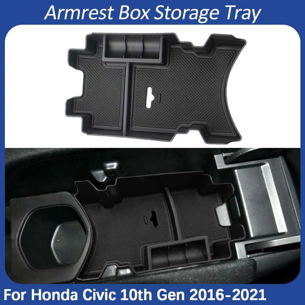 Car Armrest Storage Box for Honda Civic 10th Gen 2016 - 2021 Organizer Tray Stowing Center Console Container Box Accessories