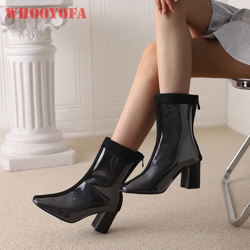 

Новые зимние удобные женские ботинки до середины икры с черной розой, модные женские туфли на высоком каблуке для верховой езды, большие размеры 12, 43 45, 48