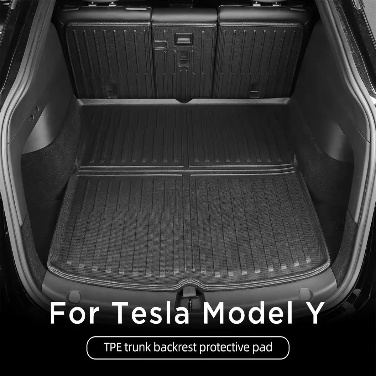 LUCKEASY for Tesla Model Y Launch Juniper 2025 2026 Rear Trunk Seat Backrest Cushion Anti-Kick Mat Car TPE Trunk Protection Pad 썸네일 2