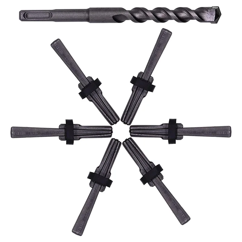 

A74E-Rotary Hammer Drill Bit(1PCS)& 6PCS Rock Splitting Wedges- Tools For Stone& Concrete