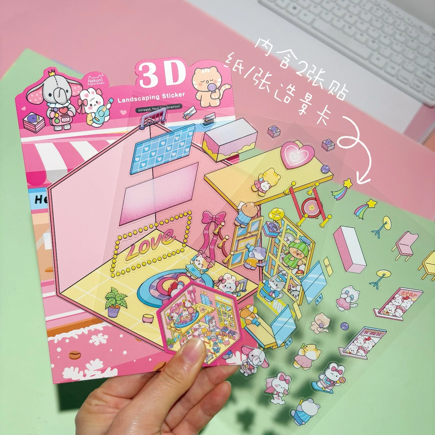 

Наклейки-пазлы NEKONI с мультяшными миниатюрными сценами для скрапбукинга, DIY-журналов, канцелярских товаров, дневников, милые стикеры, школьные принадлежности