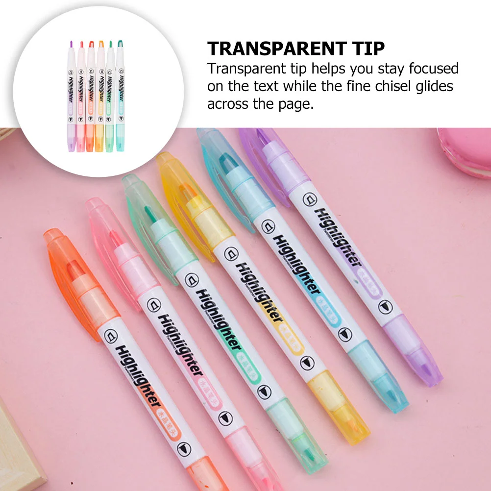 6-delige Dual-Tips Markeerstift Pastel Marker Markeerstiften Studenten Briefpapier Pen Schrijven