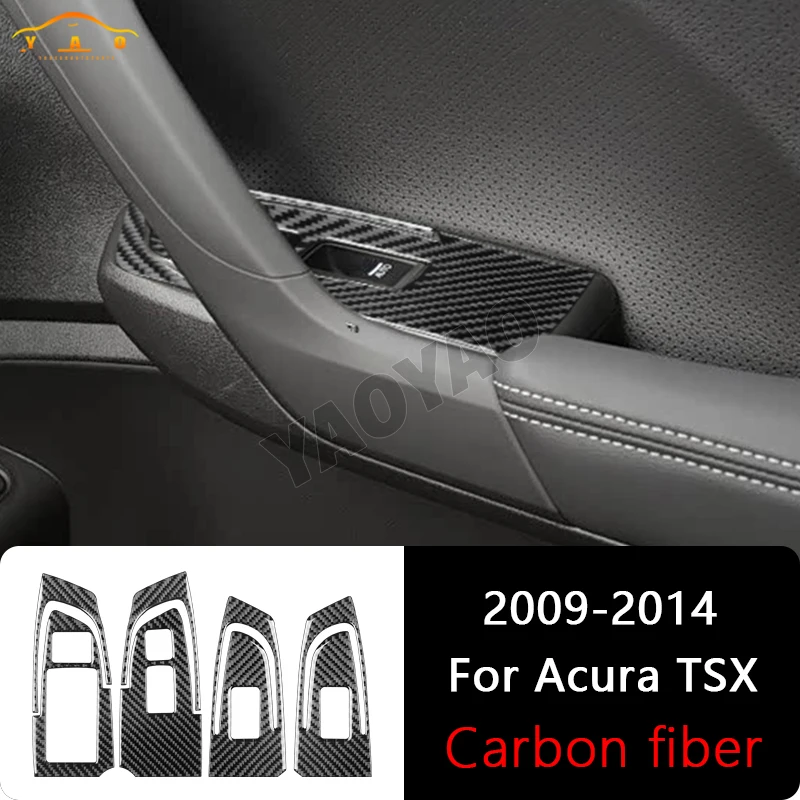 

Carbon Fiber Car Sticker Window Lifter Panel Cover Trim Accessories For Acura TSX 2009 2010 2011 2012 2013 2014