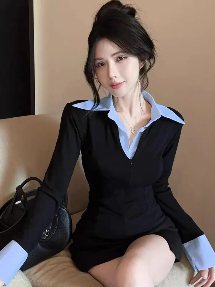 

Сексуальная уникальная женская рубашка в студенческом стиле с V-образным вырезом, весенняя модная блузка для девушек, приносящая ощущение соблазна, оригинальный топ