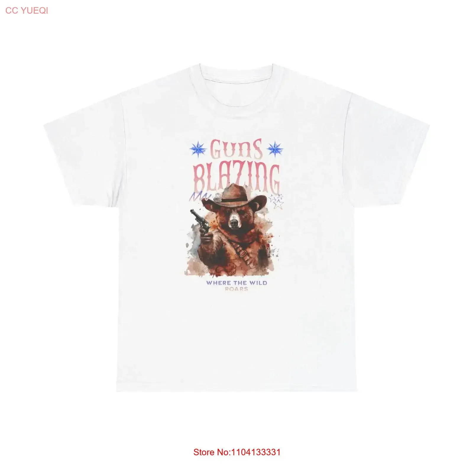 Guns Blazing Cowboy Bear T Shirt Western Animal  vintage Washed Versatile Slightly Soft Unisex graphic Top For Everyday Wear