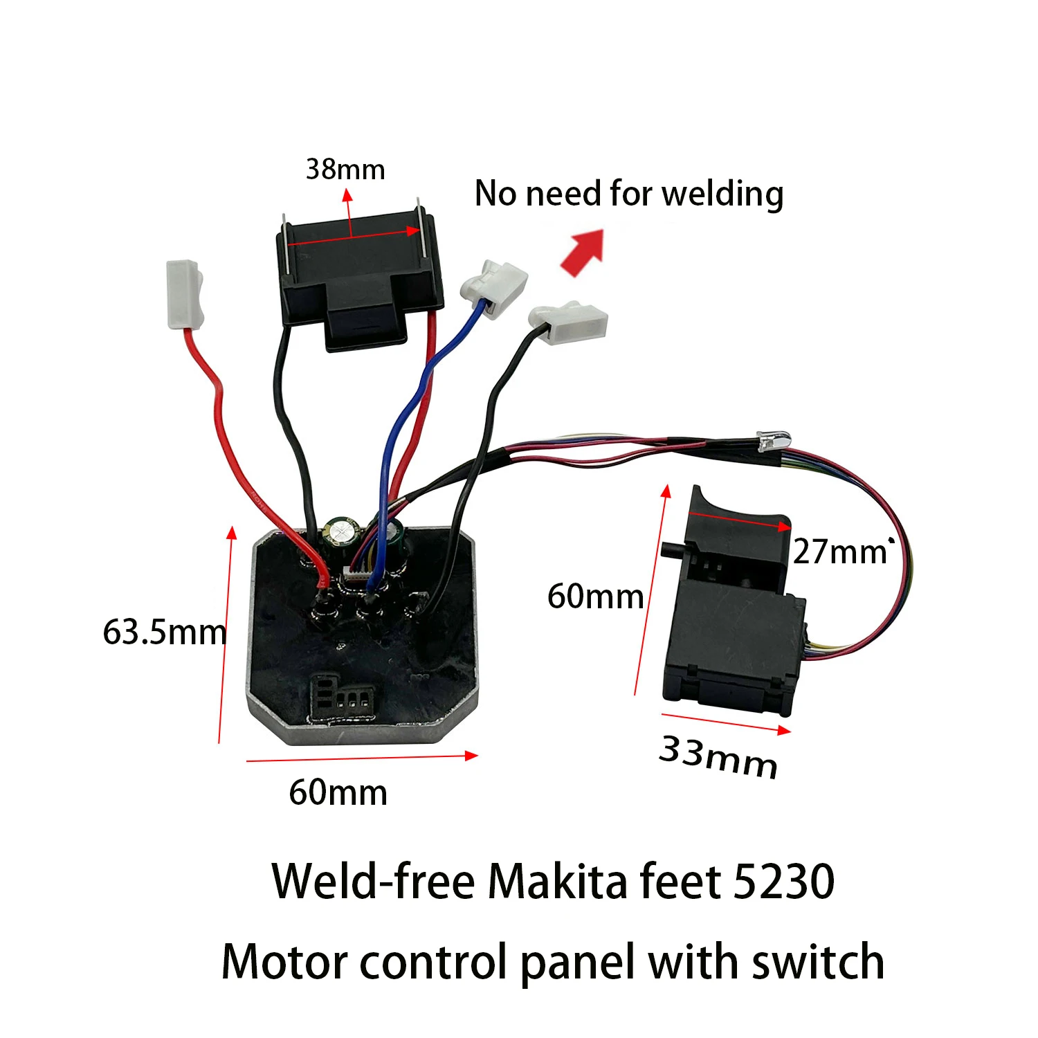 Imagem -06 - Controlador de Martelo de pé Makita Placa de Proteção de Broca de Impacto de Lítio Placa de Controle do Motor 5230 com Interruptor Livre de Soldagem