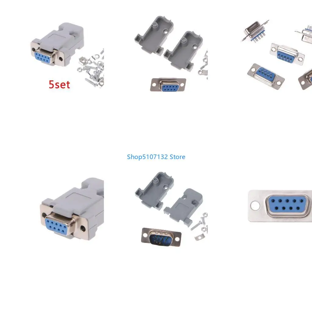 87HD 5Sets 9Pin Male/Female D-Sub Plug Solder Connector RS232 Serial DB9 for w/ for G