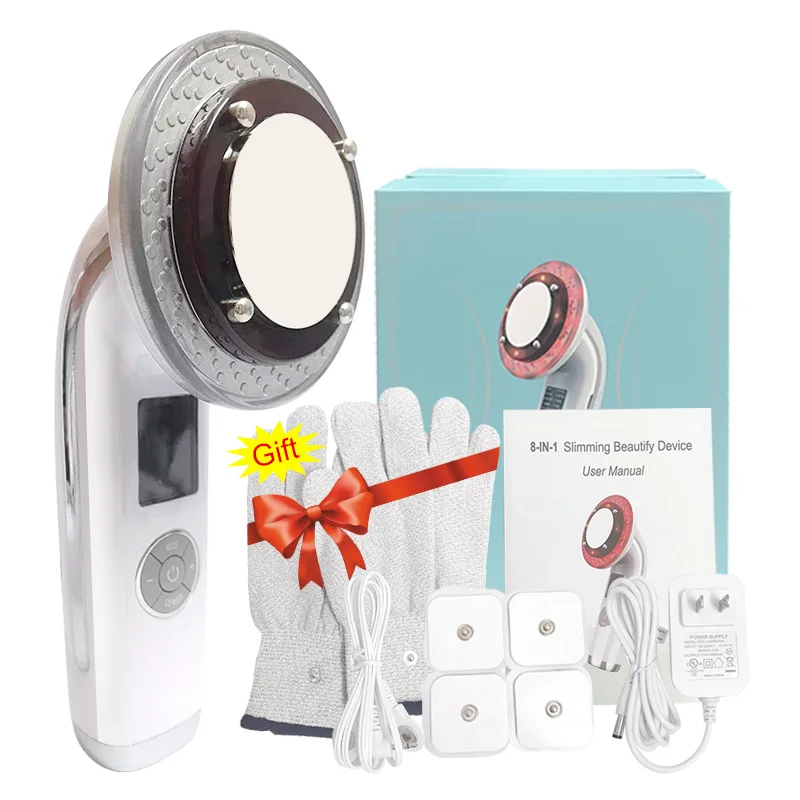 Hifu 8 In 1 EMS Infrared Ultrasonic Body Slimming Shaping Massager for Face Cavitation Machine with Gloves Fat Burning Lipo Skin