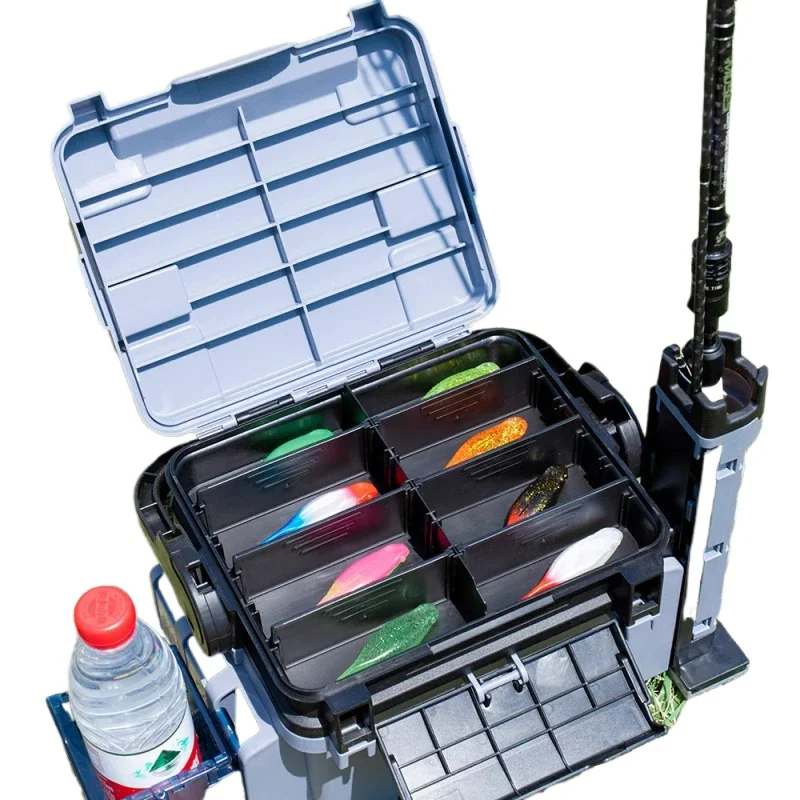 

Luer Fishing Box Lure Box Outdoor Multi-functional Double-layer Fishing Accessories Storage Box Luya Fishing