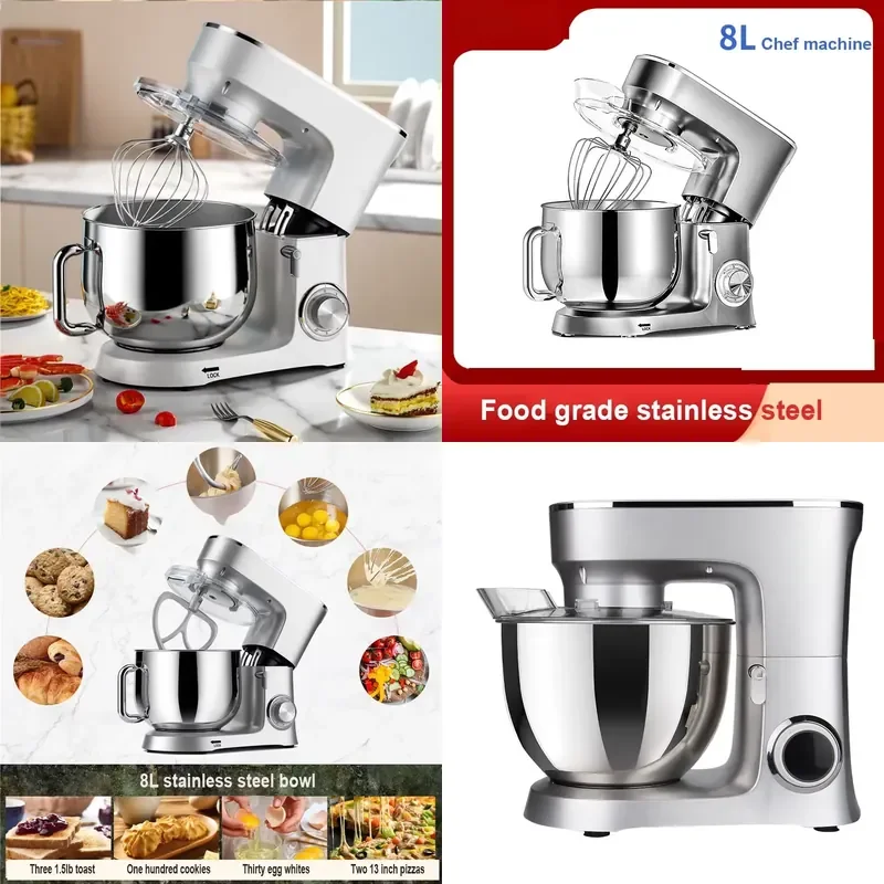 Kitchen Food Blender Stainless Steel Bowl Cake Mixer Machine Kneader Cream Egg Whisk