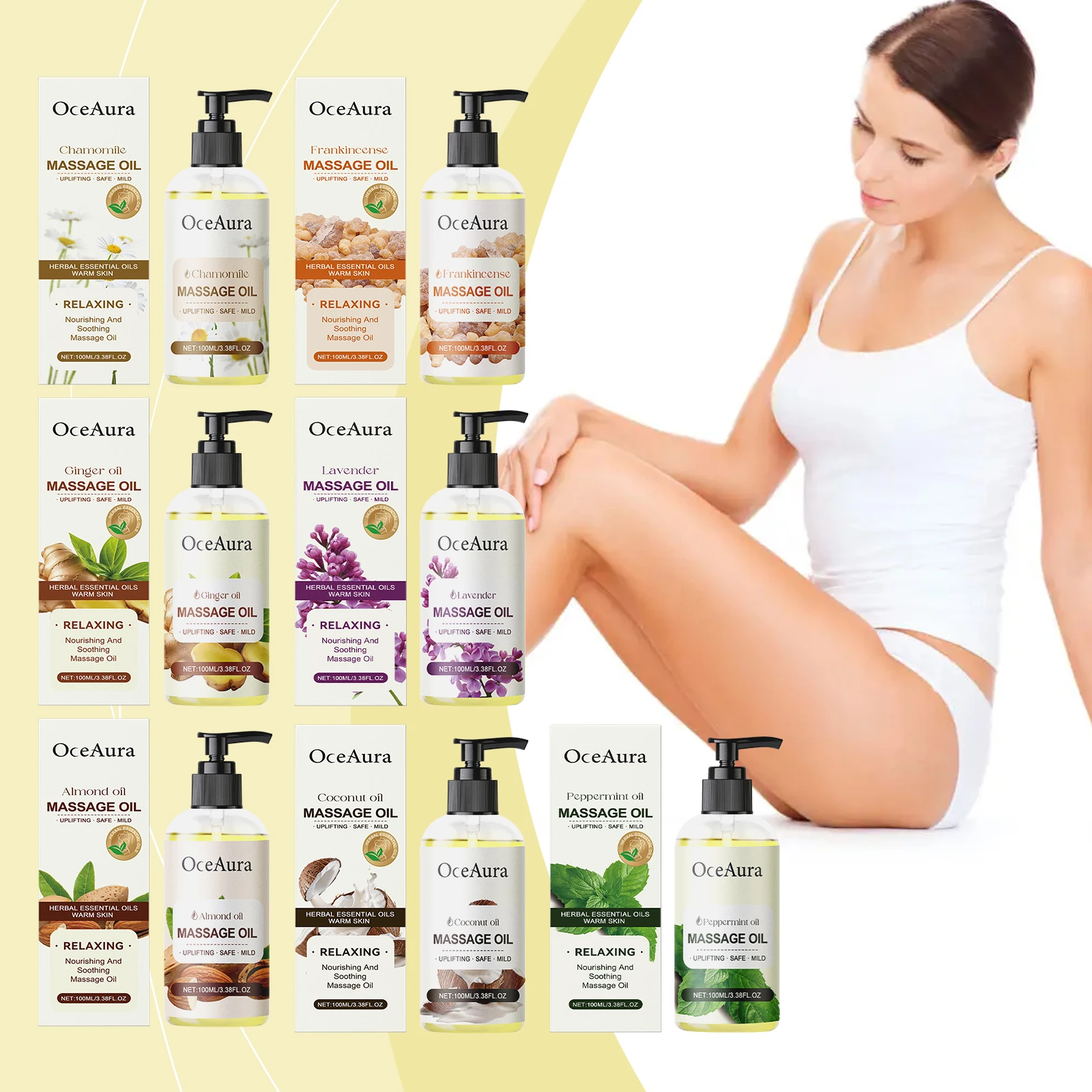 OceAura Эфирное масло для тела лаванды Увлажняющее и увлажняющее массажное эфирное масло для тела для длительного действия