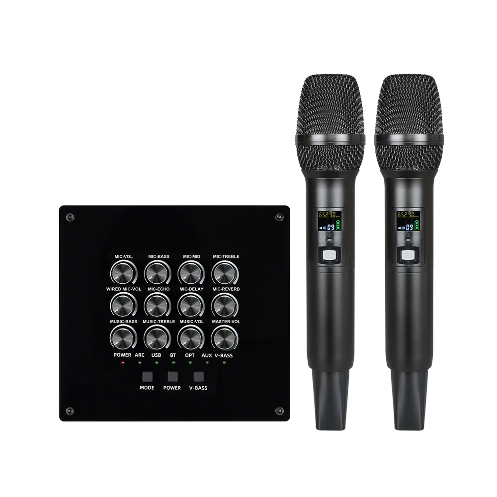 2026 Karaoke Dynamic DSP Wireless Microphone 2 DSP IC Treble Bass Echo For ARC Optical Input Noise Reduction Portable Design