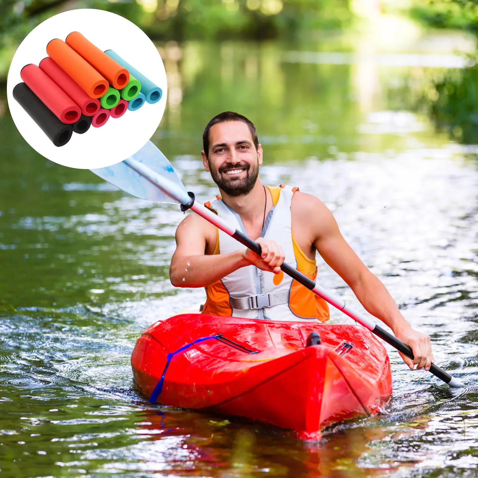 

12pcs Kayak Paddle Grips Sponge Non-Slip Breathable Durable Protective Covers Cushioning Anti-Blister Canoe Accessories Boat