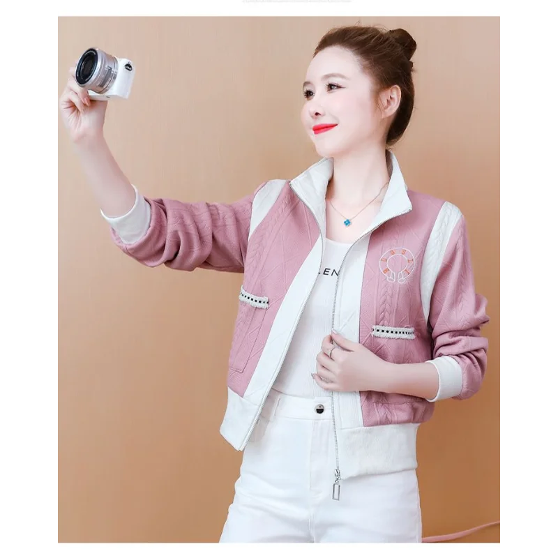 الخريف معطف قصير المرأة 2025 جديد الكورية عادية كل مباراة سترة أنيقة تحمل شعار لعبة البيسبول أعلى النمط الأجنبي زي بيسبول #3