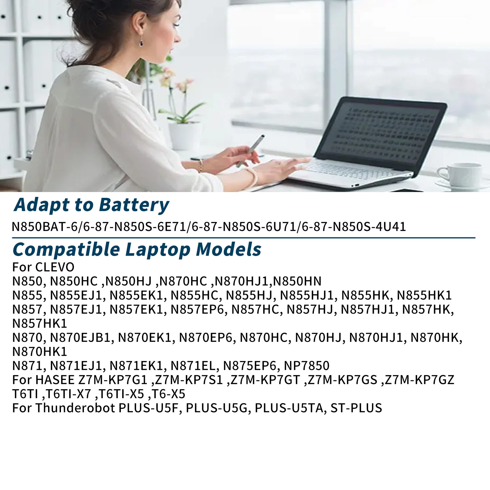 N850BAT-6 Laptop Battery For Clevo N850 N850HC N850HJ N850HJ1 N850HK1 N850HN N870HC N870HJ1 N870HK1 11.1V 62Wh 5600mAh Replaceme