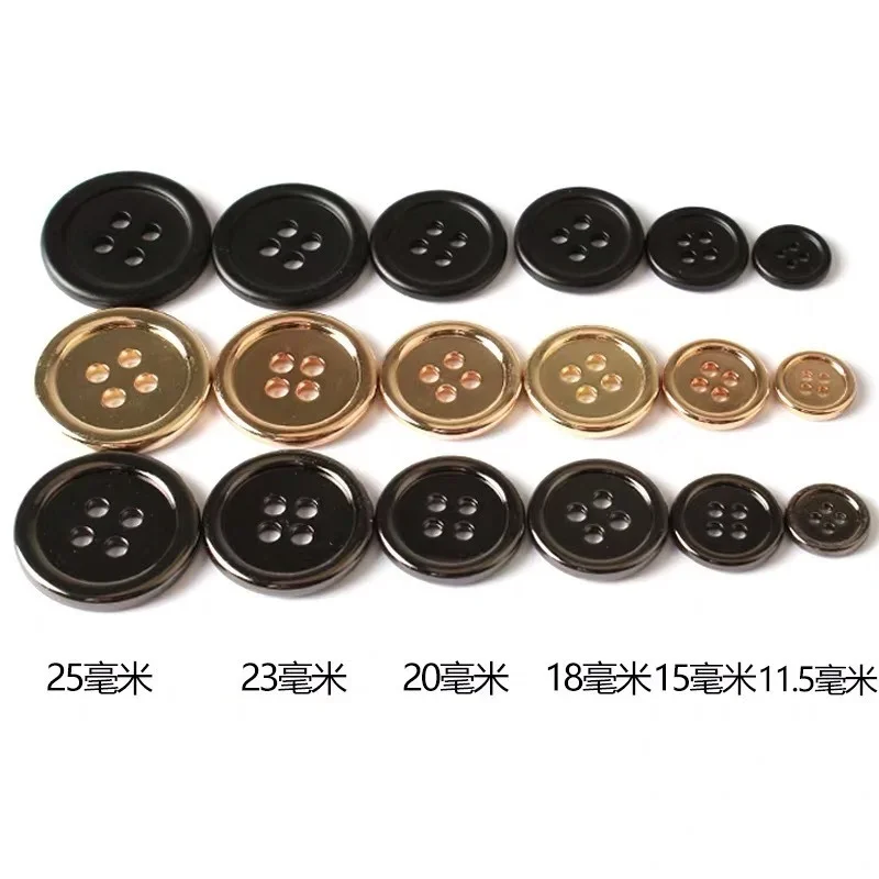 Button100pcs/bag Nail-free Metal Four-eye Hand-sewn  Coat Coat Decorated with Round Metal Buttons Multi-size Optional