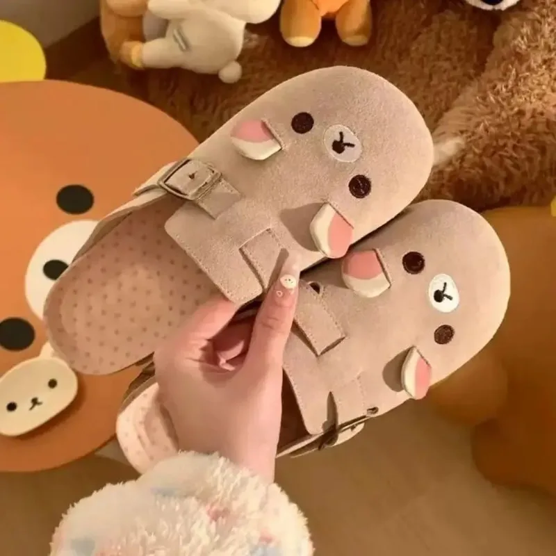 

New Thick Bottom Rilakkuma Women's Shoes Cartoon Height Increase Anime Periphery Retro Cute Rilakkuma Slippers