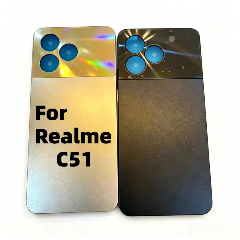 Back Glass Battery Rear Cover NO Camera Frame Lens Replacement Spare Parts For Realme C51 RMX3830 Phone Repair Accessories