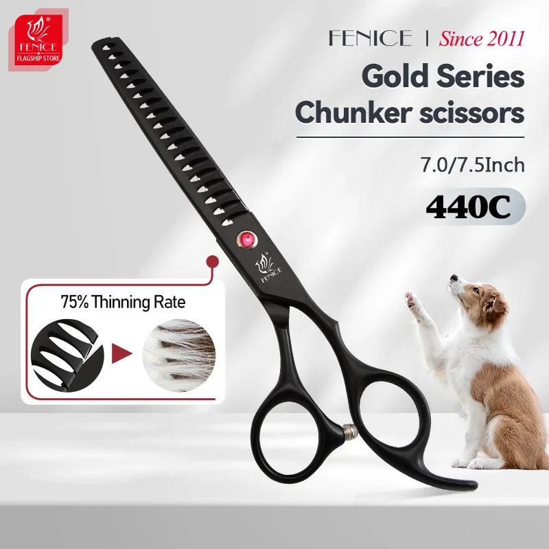 Fenice 7.0 inch 7.5 inch Stainless Steel Pet Thinning Scissors for Dog Grooming thinning rate 75%