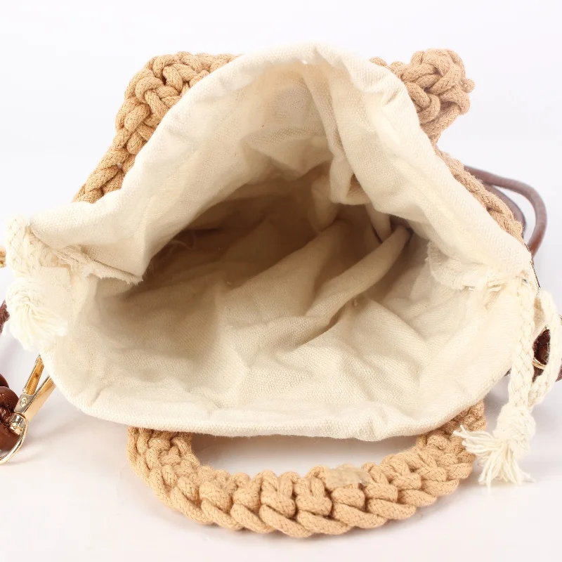 موضة حقيبة من القماش حقيبة يد نسائية عادية ورقة حبل نسج دلو حقائب السفر عطلة الشاطئ تنوعا لينة الملمس حقائب كروسبودي