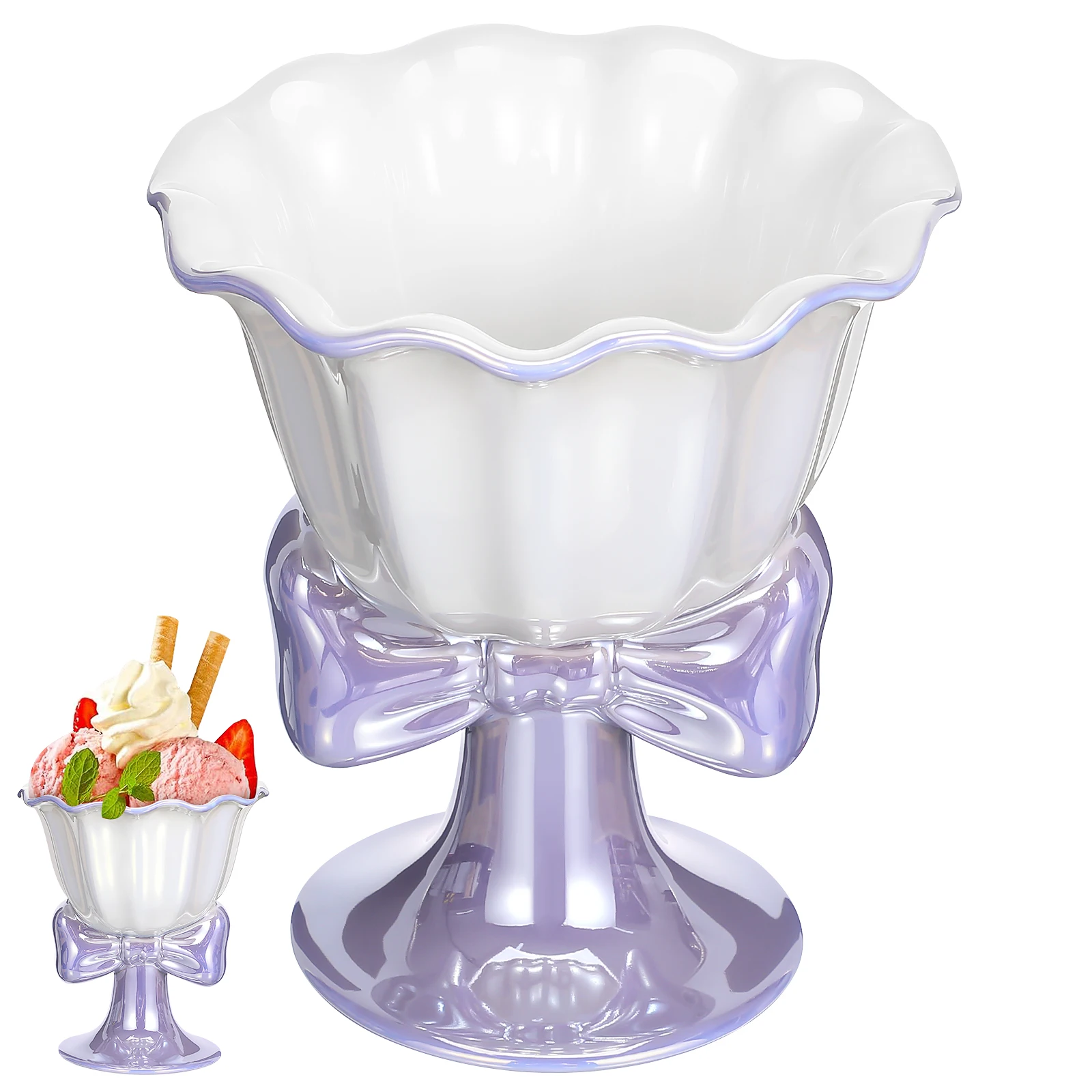 

Ceramic Ice Cream Cup Footed Dessert Bowl Snack Tray for Home Cafe Restaurant Use Sweets Jelly Storage Bowls