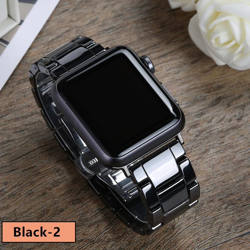 Ceramic Strap For Apple Watch Band 44mm 40mm 45mm 41mm 42mm 38mm Accessories Stainless Steel Bracelet iWatch Series 6 5 4 3 Se 7